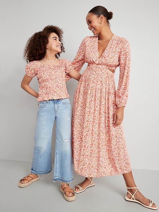 Image number 4 showing, Printed Puckered-Jacquard Knit Smocked Top for Girls