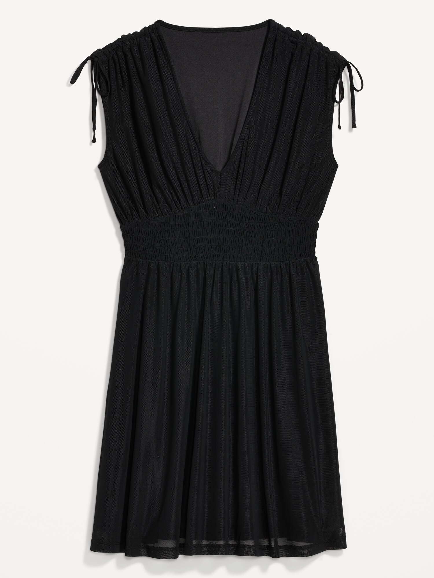 Waist-Defined Sleeveless Tie-Shoulder Smocked Mesh Mini Dress | Old Navy