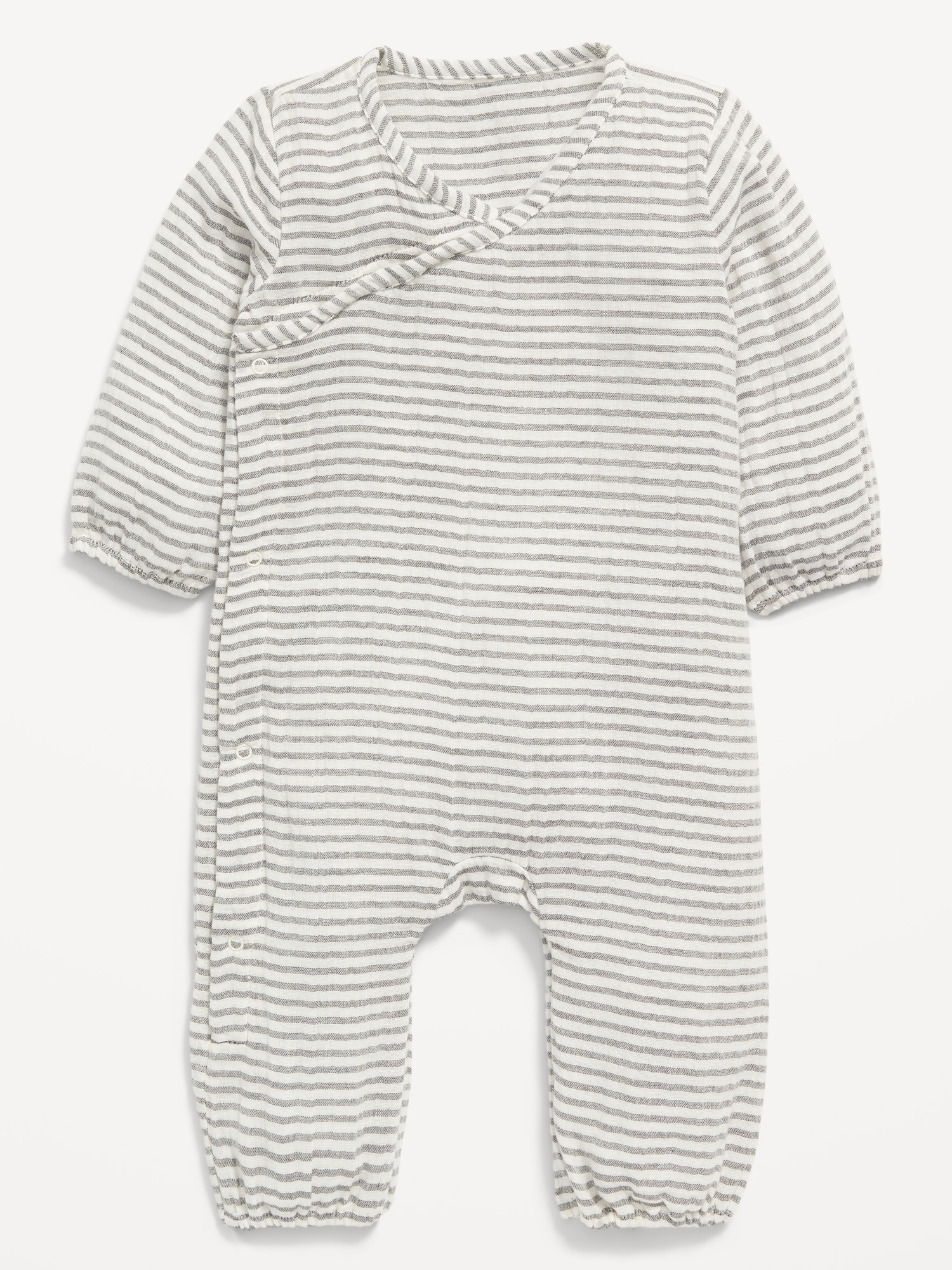 Old Navy Unisex Long-Sleeve Double-Weave Wrap-Front One-Piece for Baby multi. 1