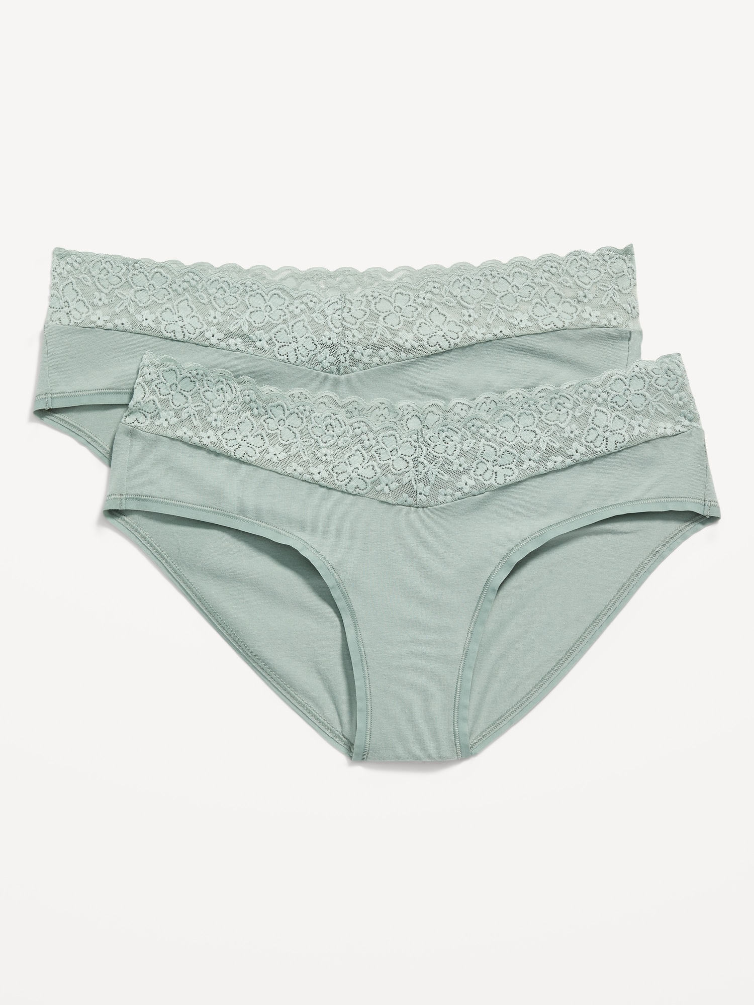 Old Navy Maternity 2-Pack Lace-Trimmed Below-Bump Underwear blue. 1