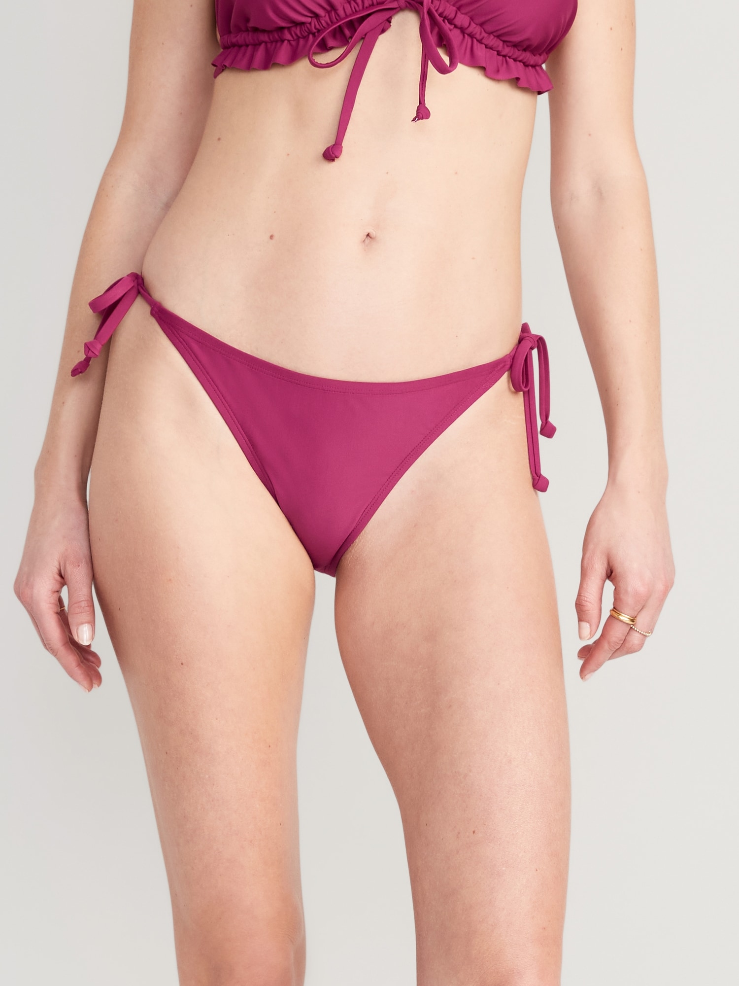 Nina Bikini Bottoms  High-waist tanga bikini bottoms with bows