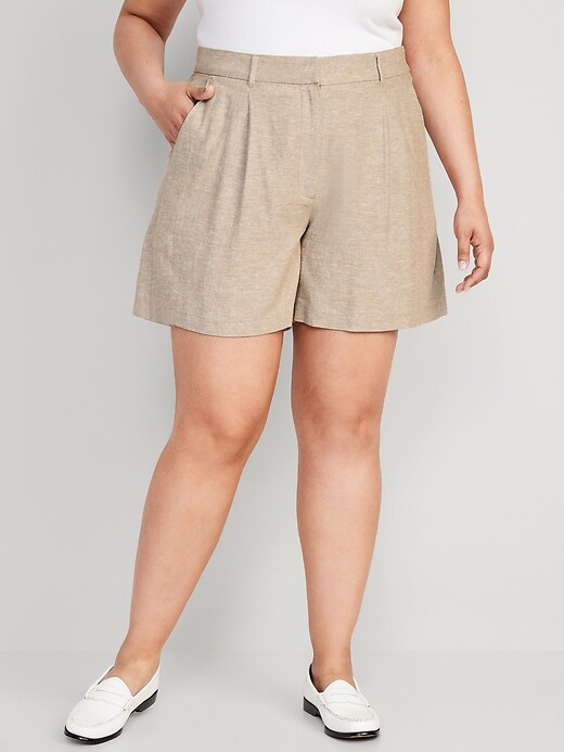 Extra High-Waisted Linen-Blend Taylor Shorts -- 6-inch inseam