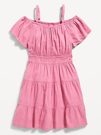 View large product image 3 of 3. Off-The-Shoulder Tiered Swing Dress for Girls