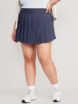 High-Waisted StretchTech Pleated 2-in-1 Skort for Women