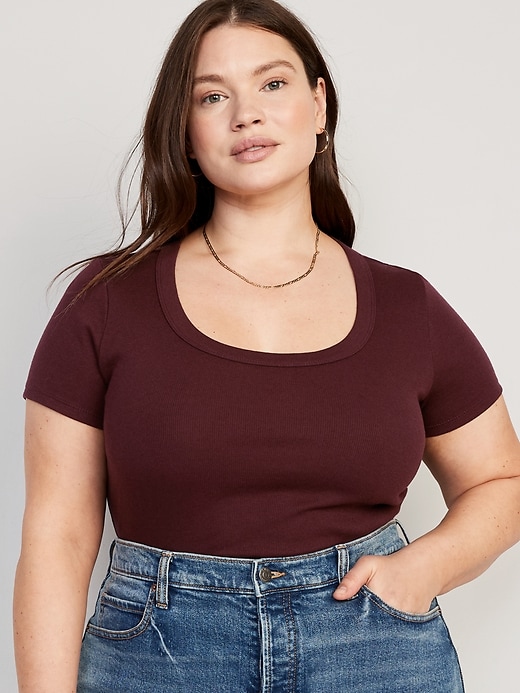 Image number 7 showing, Fitted Scoop-Neck Rib-Knit T-Shirt