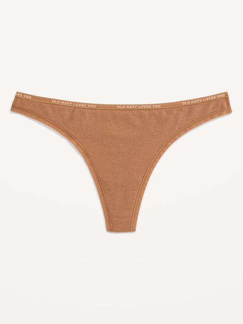 Low-Rise Logo Graphic Thong Underwear - Cocoa Mocha