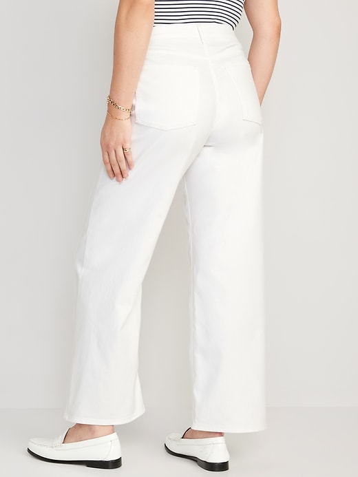 Image number 5 showing, High-Waisted Wow White-Wash Wide-Leg Jeans