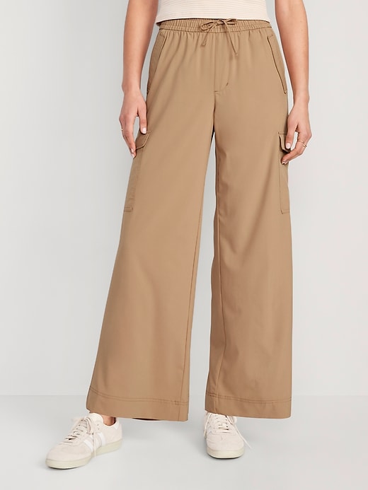 Image number 1 showing, High-Waisted StretchTech Wide-Leg Cargo Pants