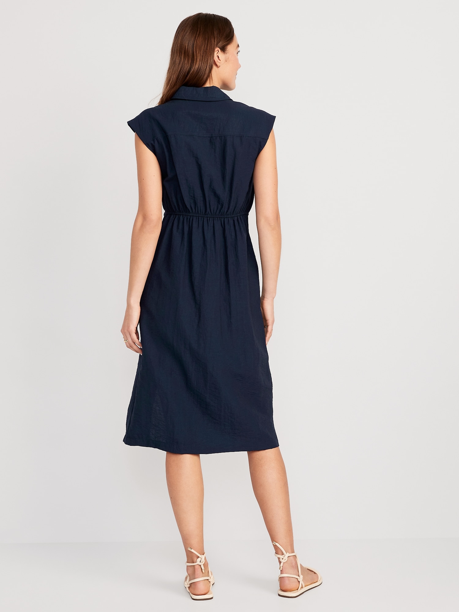 Navy blue 2025 midi shirt dress