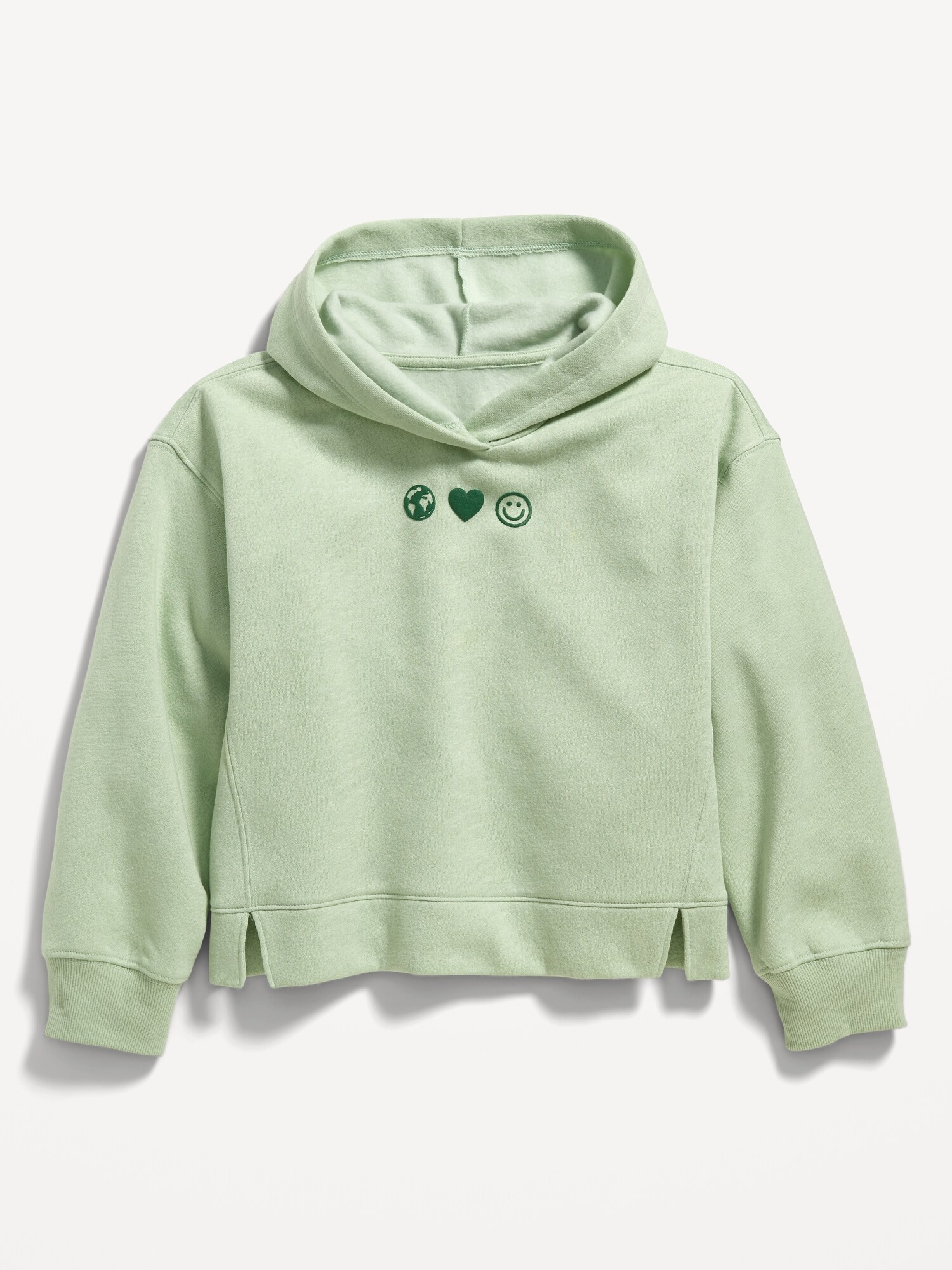 Old Navy Long-Sleeve Graphic Pullover Hoodie for Girls green. 1