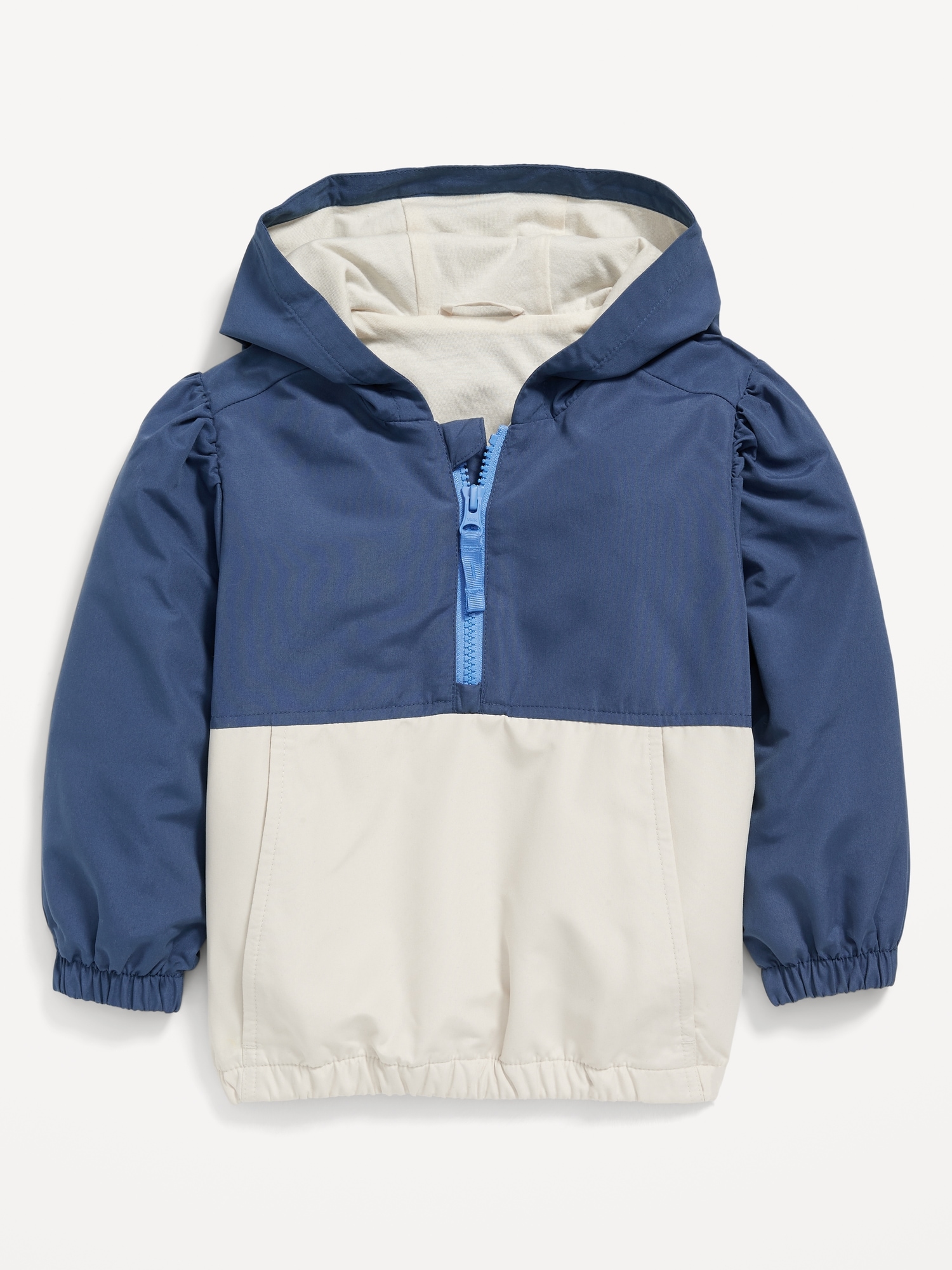 Old Navy Hooded 1/4-Zip Color-Block Pullover Windbreaker Jacket for Toddler Girls blue. 1
