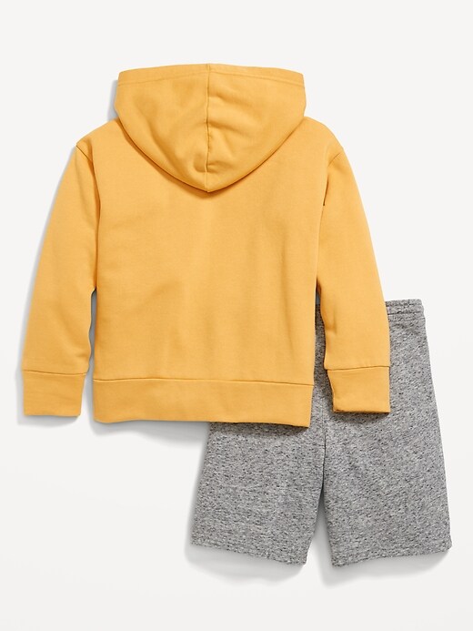View large product image 2 of 2. Gender-Neutral Graphic Pullover Hoodie & Jogger Shorts Set for Kids
