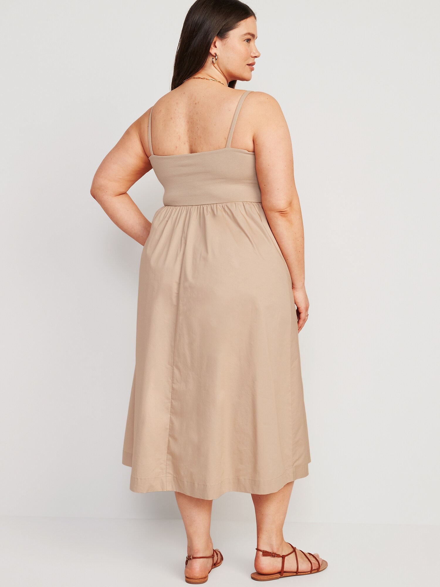 Fit & Flare Combination Midi Cami Dress | Old Navy