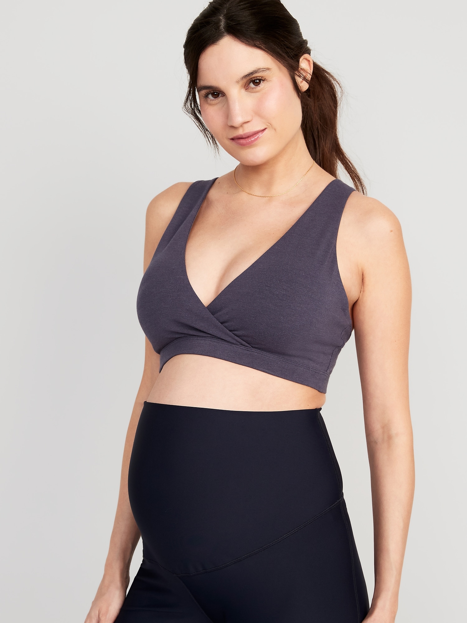 Old Navy Maternity PowerChill Light Support Cross-Front Nursing Sports Bra blue. 1