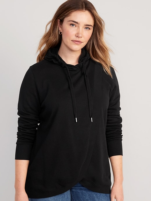 Image number 1 showing, Maternity Cross-Front Nursing Pullover Hoodie