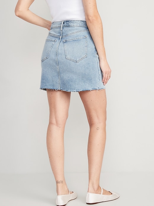 Image number 2 showing, High-Waisted OG Straight Cut-Off Mini Jean Skirt