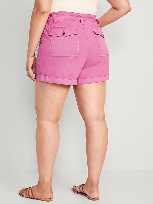 Image number 6 showing, Extra High-Waisted Tie-Front Cargo Workwear Shorts -- 4-inch inseam