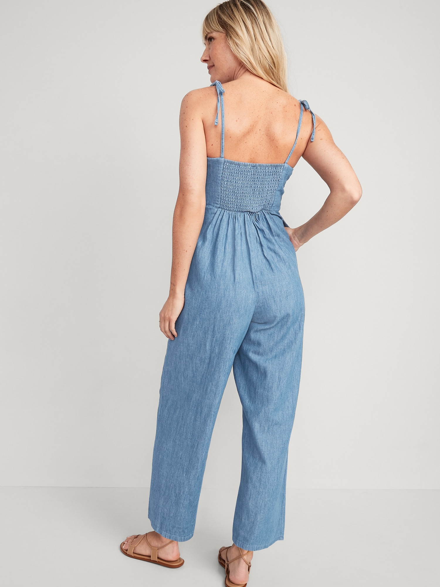 Girl In Mind Blue Twist Front Wide Leg Jumpsuit