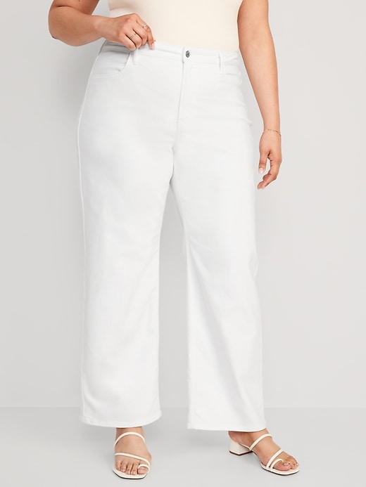 Image number 6 showing, High-Waisted Wow White-Wash Wide-Leg Jeans