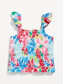 View large product image 3 of 4. Printed Flutter-Sleeve Smocked Top for Girls
