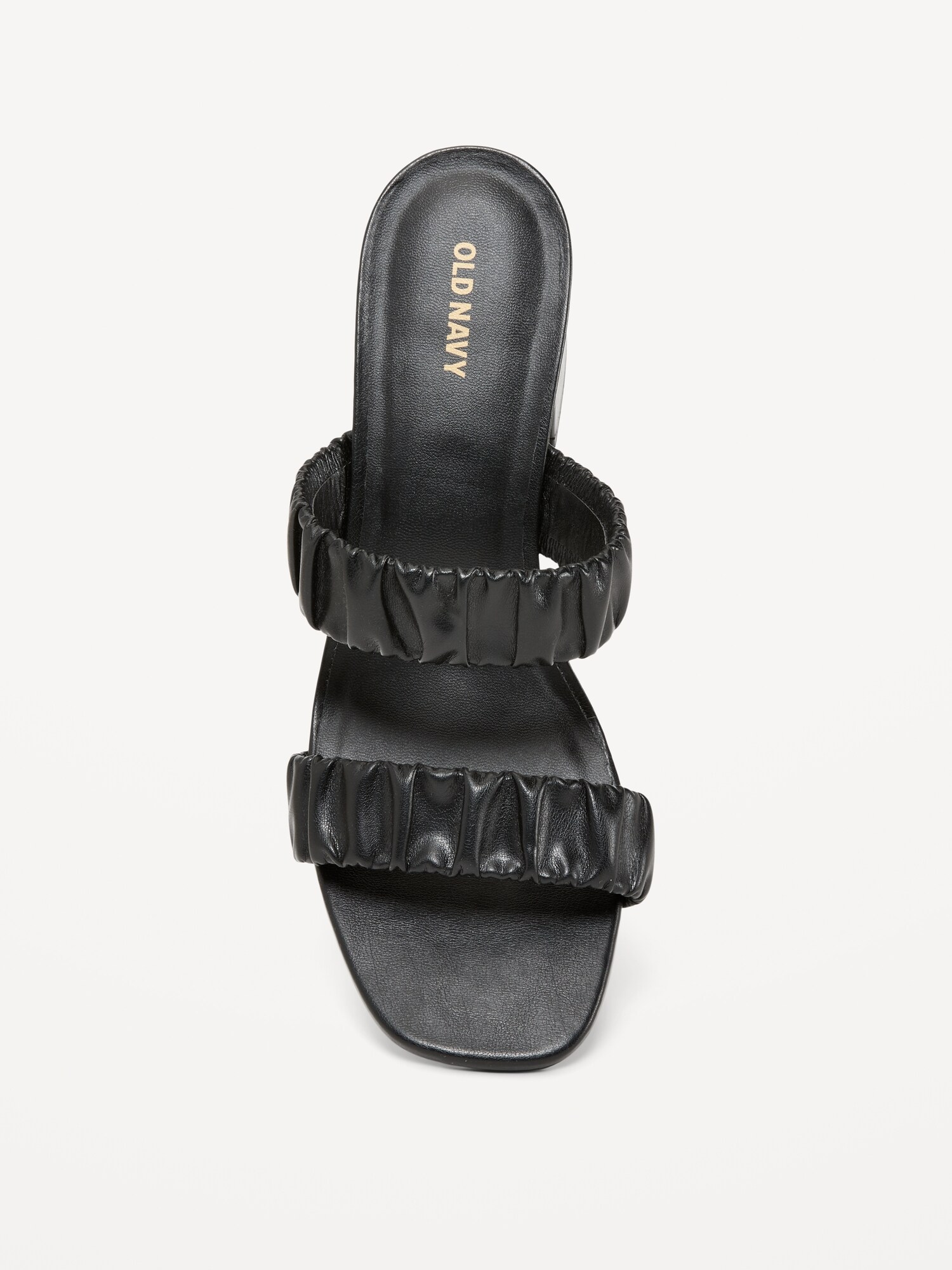 Black Wide Fit Real Leather Strap Mule Sandals