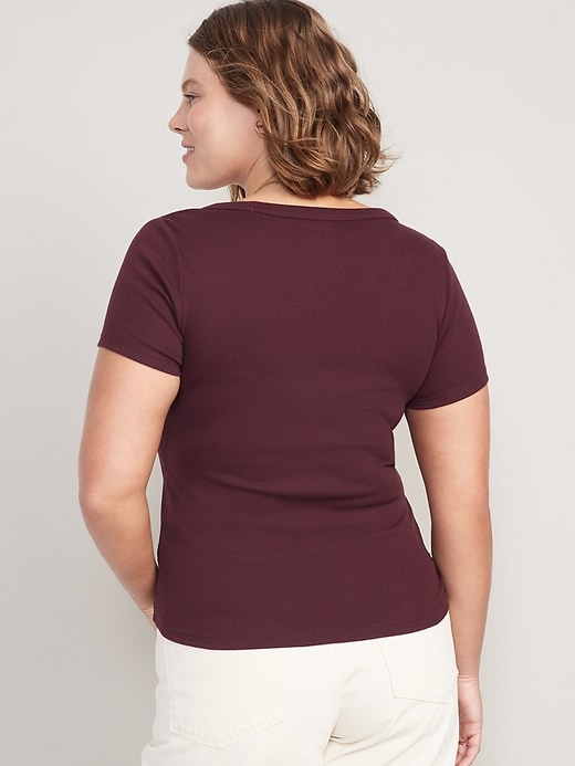 Image number 6 showing, Fitted Scoop-Neck Rib-Knit T-Shirt