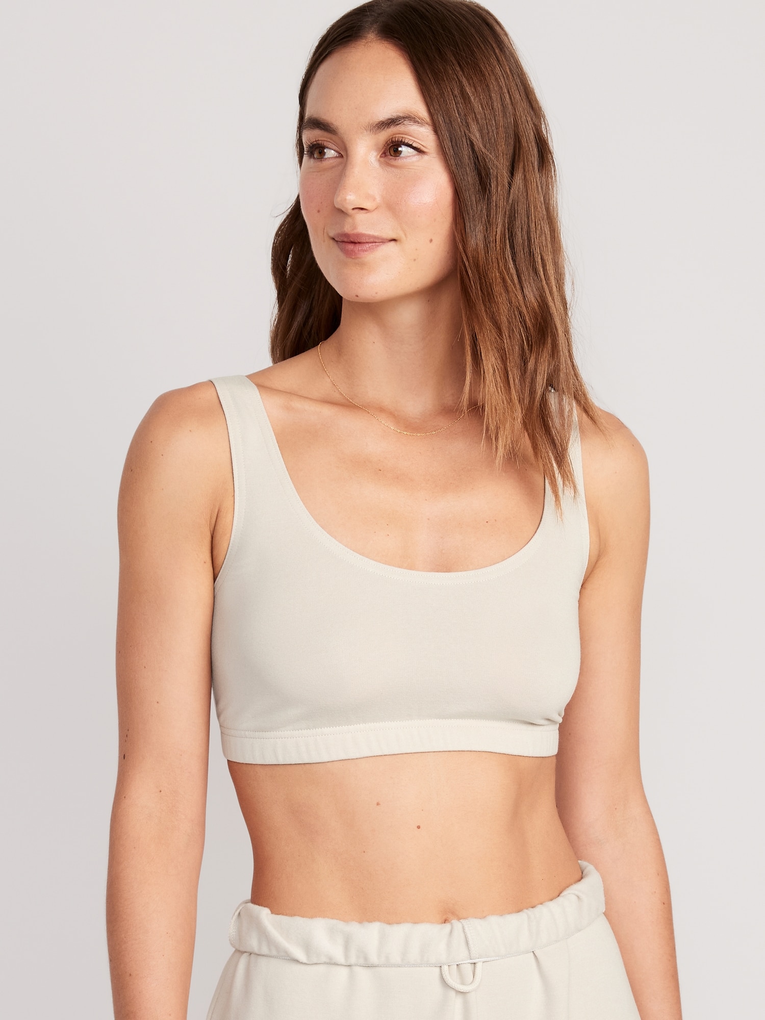 Old Navy Fleece Lounge Bralette Top for Women beige. 1