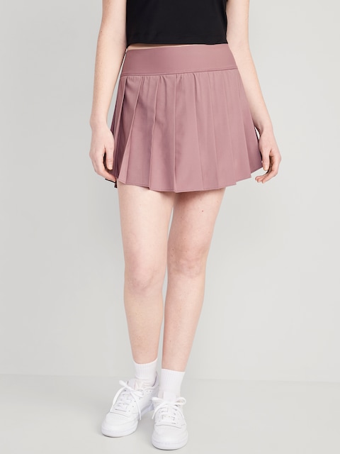 High-Waisted StretchTech Pleated 2-in-1 Skort