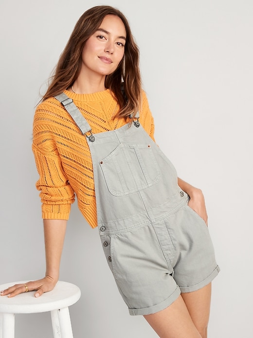 Image number 3 showing, Slouchy Straight Non-Stretch Jean Shortalls -- 3.5-inch inseam