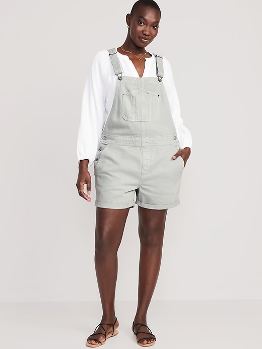Image number 5 showing, Slouchy Straight Non-Stretch Jean Shortalls -- 3.5-inch inseam