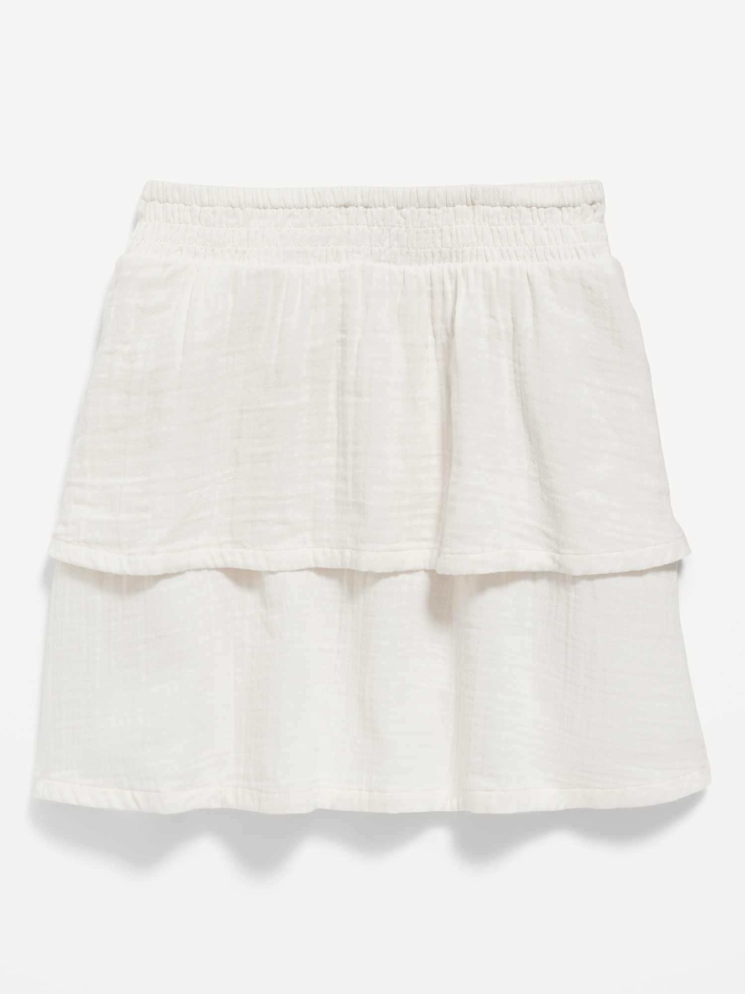 Old Navy Double-Weave Smocked Tiered Skirt for Girls white. 1