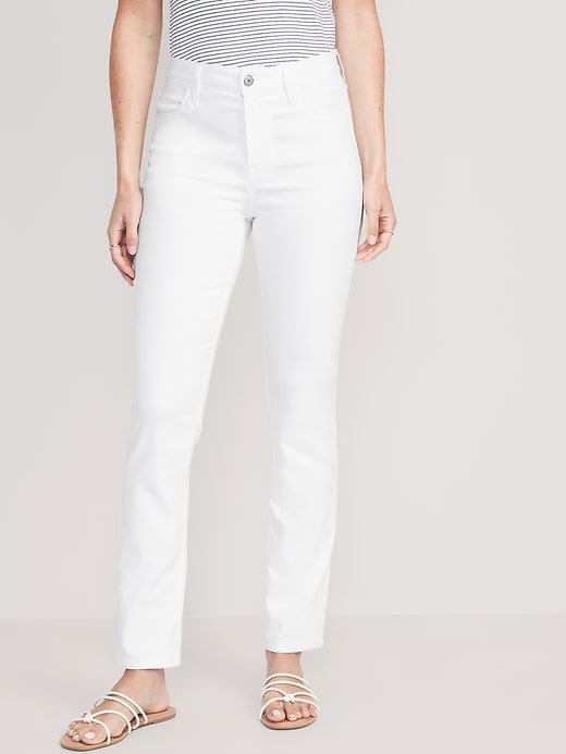 Image number 1 showing, High-Waisted Wow Straight White Jeans