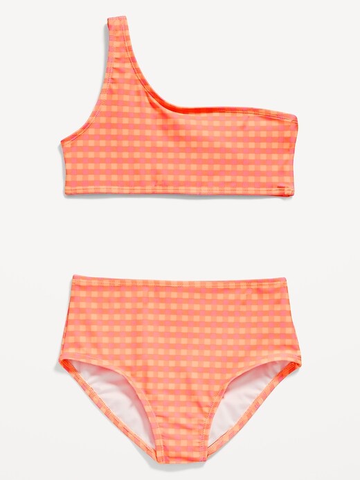 View large product image 1 of 1. Printed One-Shoulder Bikini Swim Set for Girls