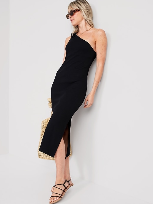 Navy one clearance shoulder midi dress