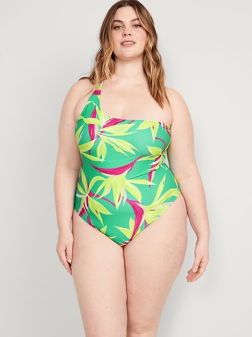 Printed One-Shoulder Swimsuit