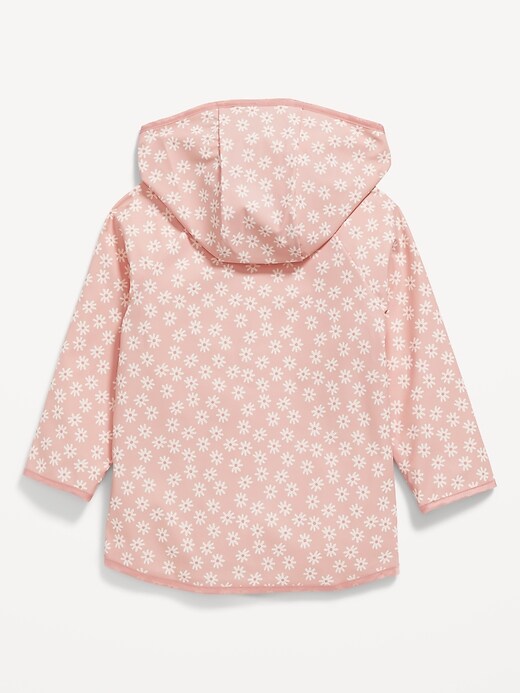 View large product image 2 of 2. Hooded Water-Resistant Floral Tunic Jacket for Girls