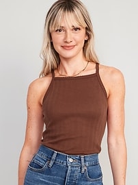 L'image numéro 1 présente Camisole en tricot pointelle à garniture festonnée pour Femme