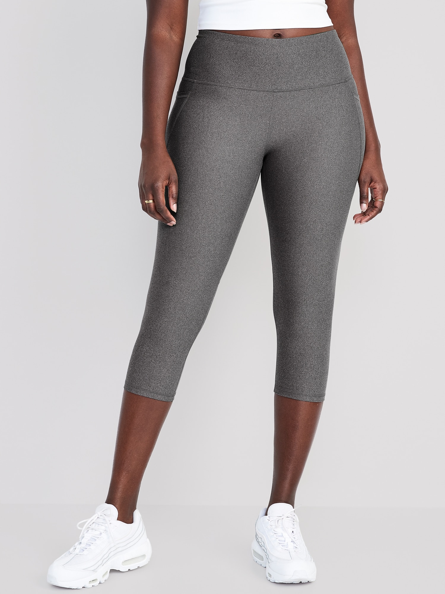Plus Size Capri Leggings for Women with Pockets L-5X Workout Leggings Black  Mesh Yoga Pants High Waisted Tummy Control