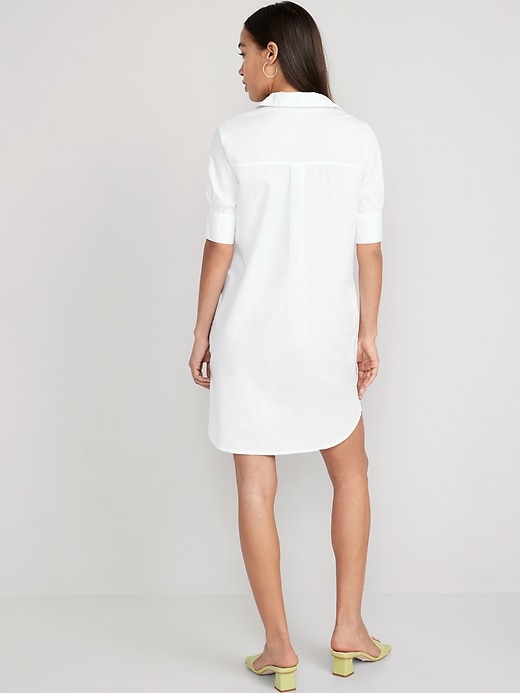 White short sale sleeve shirt dress