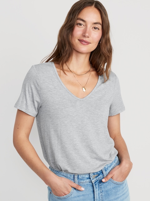 T-shirt luxueux à col en V