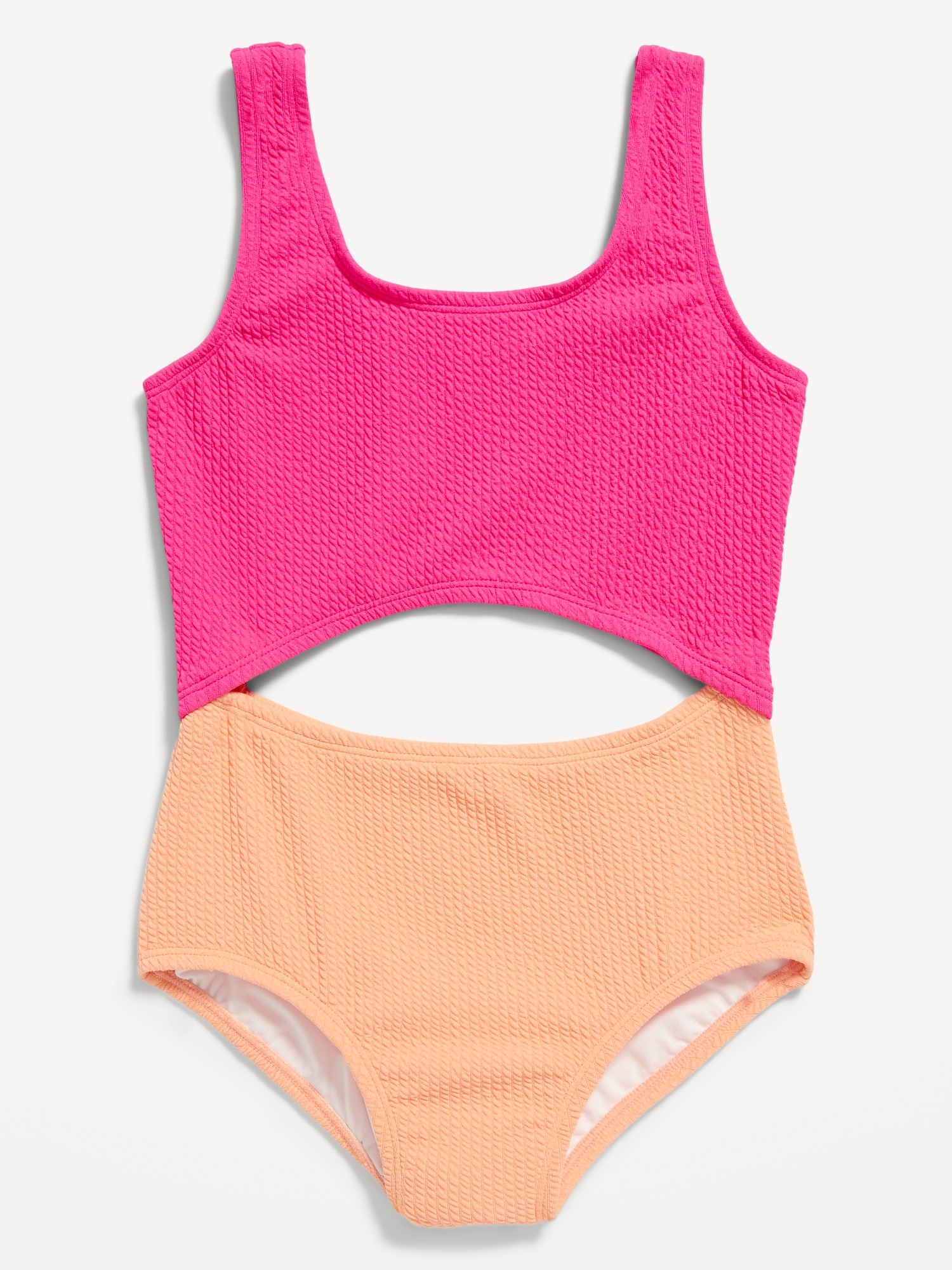Old Navy Color-Block Cutout One-Piece Swimsuit for Girls pink. 1 Old Navy Color-Block Cutout One-Piece Swimsuit for Girls pink. 1