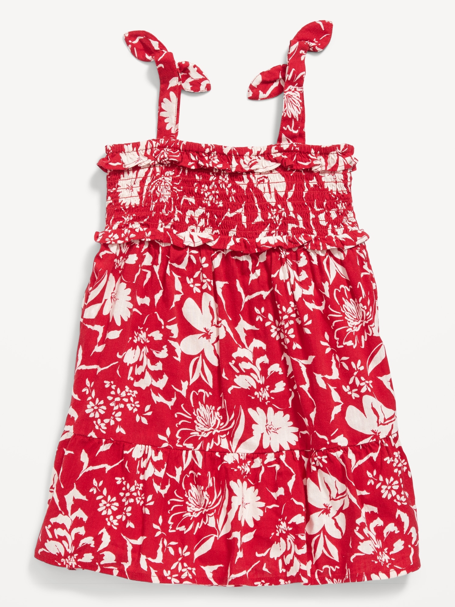 Robe à smocks étagée nouée aux épaules à imprimé assorti pour Toute