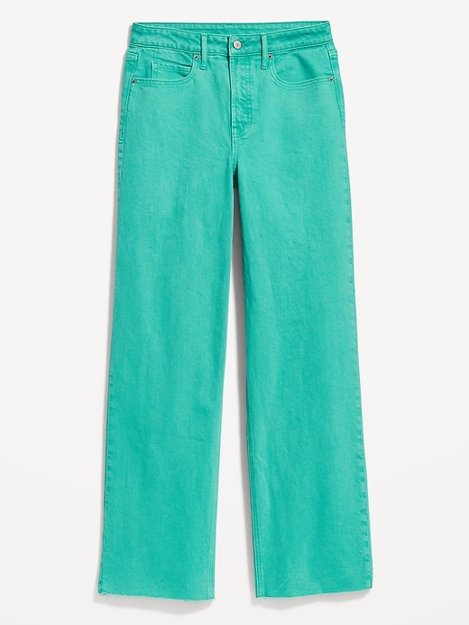 Image number 4 showing, Extra High-Waisted Pop-Color Wide Leg Cut-Off Jeans