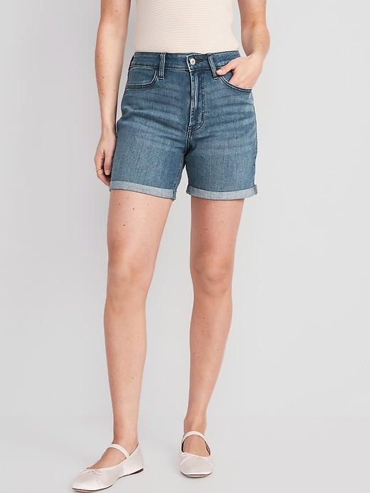High-Waisted OG Straight Jean Shorts for Women -- 5-inch inseam | Old Navy