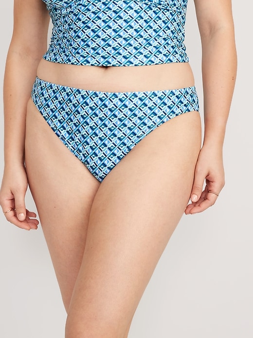 L'image numéro 5 présente Culotte de bikini à taille haute à imprimé, coupe française pour Femme