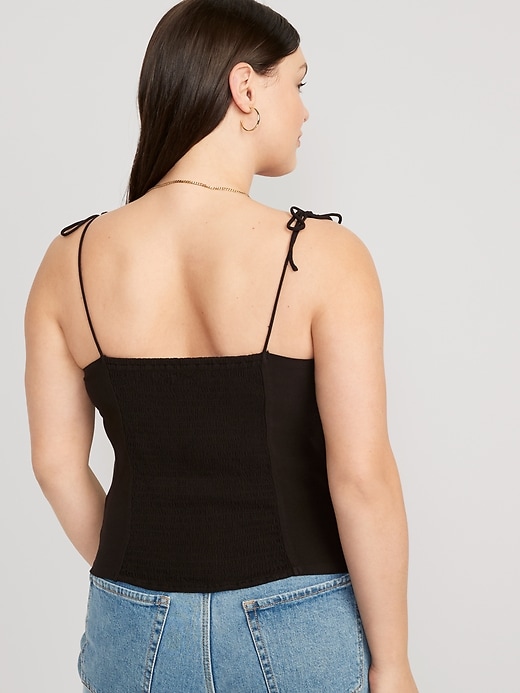 Image number 6 showing, Fitted Tie-Shoulder Corset Cami Top