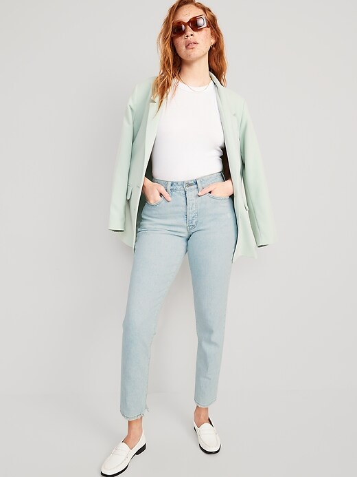 Image number 3 showing, Curvy High-Waisted Button-Fly OG Straight Ankle Jeans