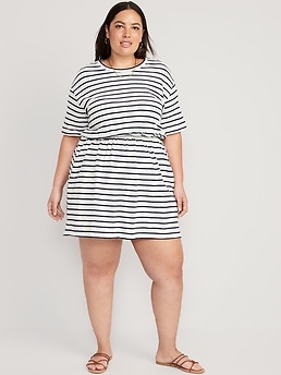 Waist-Defined Striped Mini Dress for Women