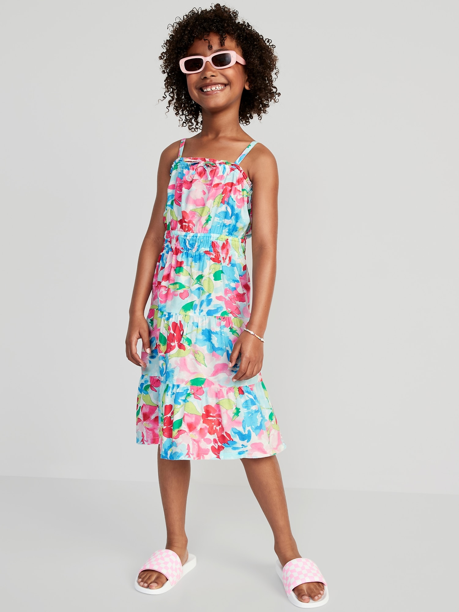 Printed Sleeveless Tie Front Midi Dress for Girls Old Navy