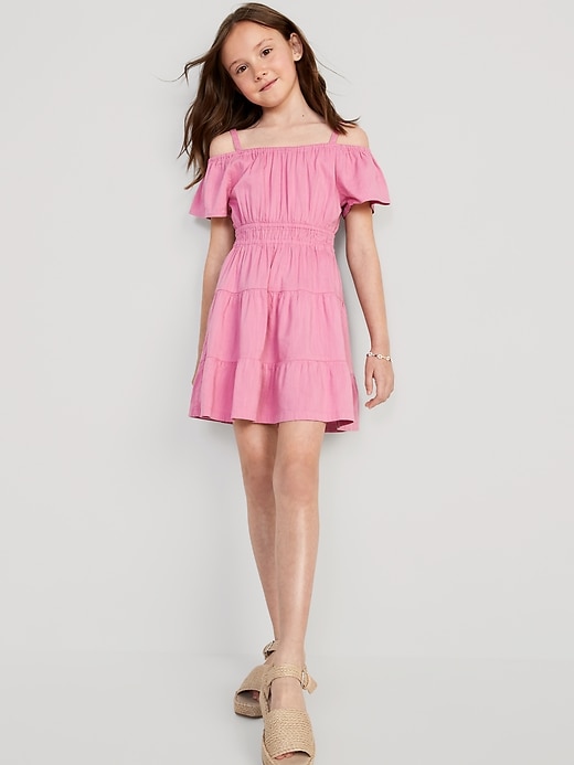 View large product image 1 of 3. Off-The-Shoulder Tiered Swing Dress for Girls